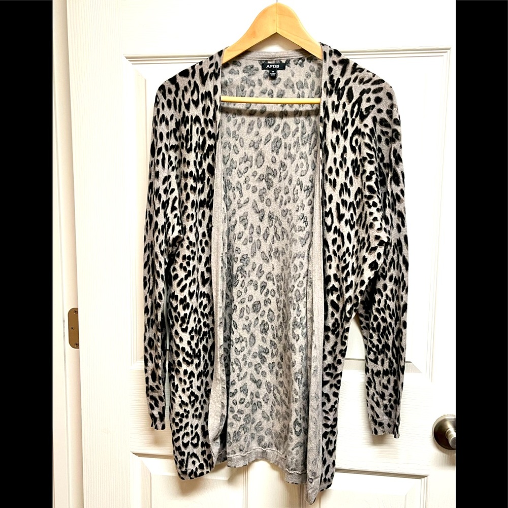 Apt. 9 Long Leopard Print Cardigan